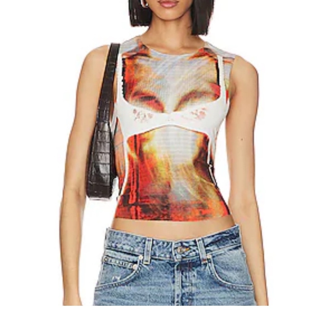 Abstract Print Sleeveless Top